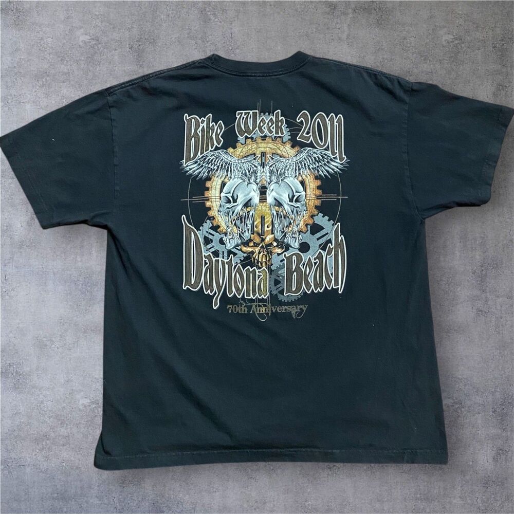 Alstyle Apparel 2011 Daytona Bike Week 70th Anniversary Black Tee Men's Size 2XL